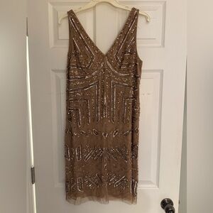 Adrianna Papell gold beaded dress. Size 14 US.